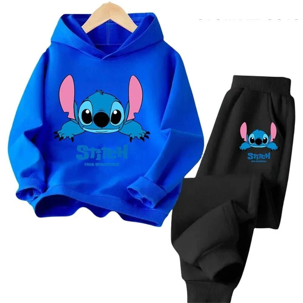 Kinder Kapuzenpullover Stitch Kawaii Mode Pullover Sweatshirt Anime Trainingsanzug Manga Cartoons Mädchen Junge Kinder Herbst Freizeitkleidung 110cm blue