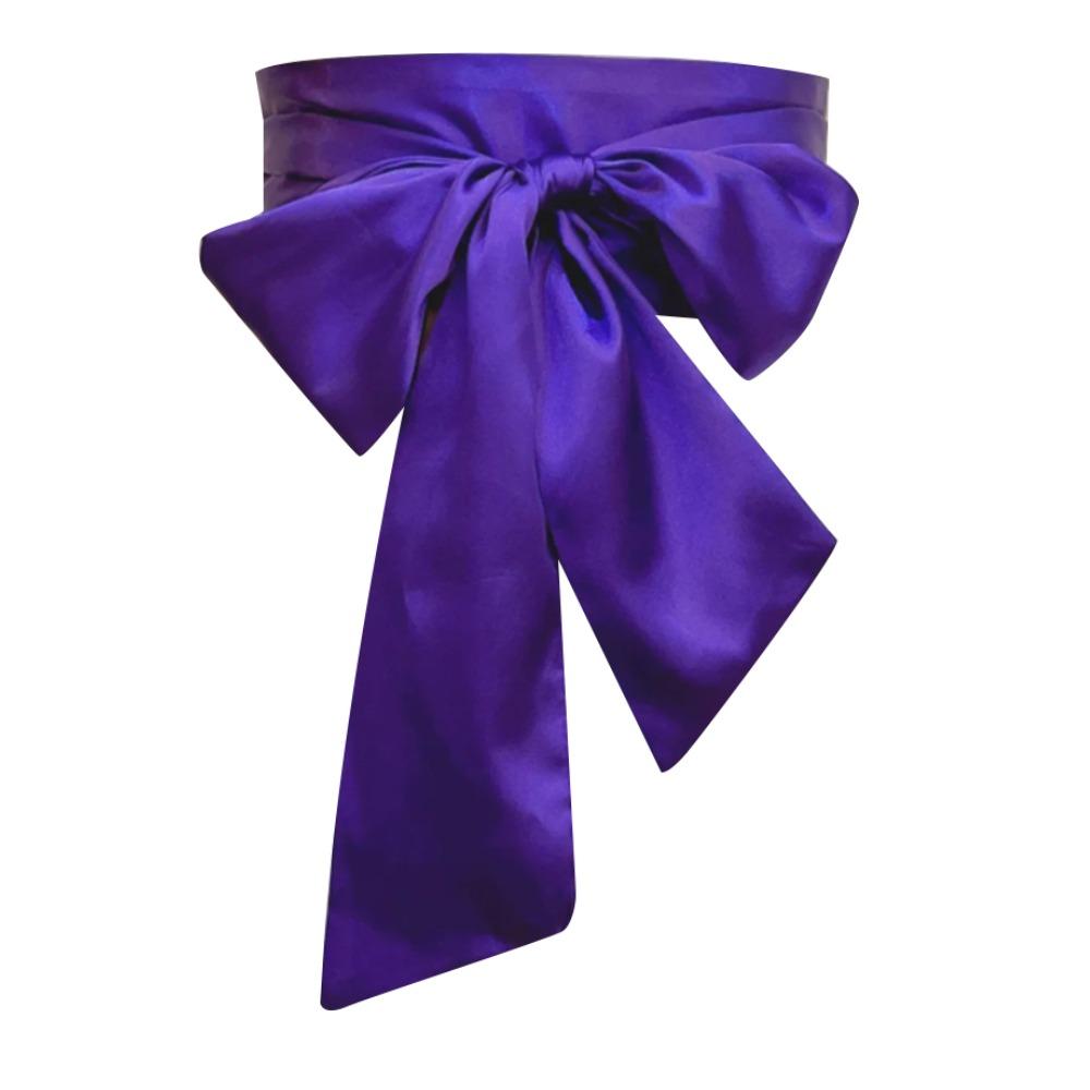 Dekorative Schleife Korsett Taillengürtel Satin Seide Schnürung Taillenband Riemen Für Röcke Kleid Top Kleidung dunkelviolette
