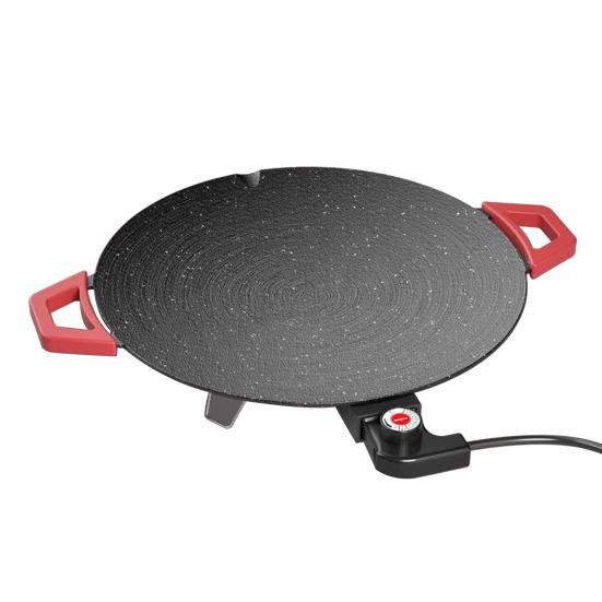 Elektrische Grillplatte Antihaft Runde Platte Rauchlos Indoor Elektrogrill Schnellheizend Tischgrill für BBQ Steaks Pfannkuchen Burger 30cm