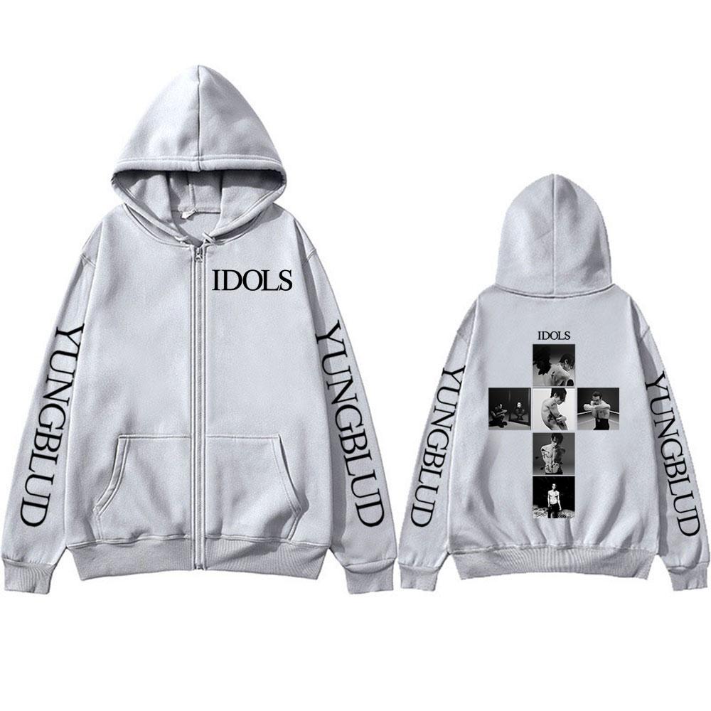 Yungblud IDOLS Album Tour Reißverschluss Kapuzenpullover Herren Damen Mode Hip Hop Pullover Rock Vintage Reißverschluss Sweatshirts Jacken Mäntel L