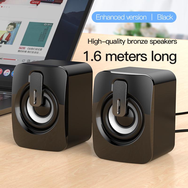 Neue Nette Computer Lautsprecher LED Mini Lautsprecher HIFI Surround Stereo Subwoofer Mikrofon USB Verdrahtete Lautsprecher Desktop Lautsprecher 1 Paar without LED