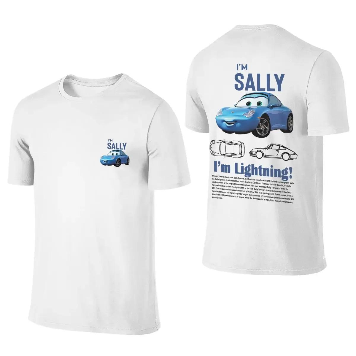 Sommer Lightning McQueen und Sally T-Shirt für Paare Mcqueen Sally T-Shirts Beidseitiger Druck T-Shirt für Damen Herren Baumwolle Oversized Kurzarm XL orange