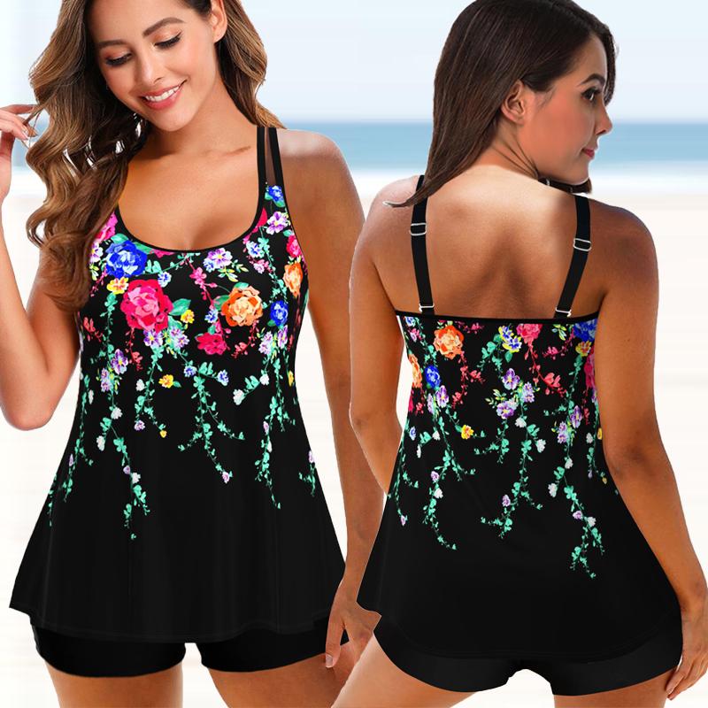 2023 neue Regenbogen Gedruckt Plus Size Bademode Frauen Hohe Taille Badeanzug Weibliche Zwei Stücke Badeanzug Tankini Badeanzüge Bademode 4XL