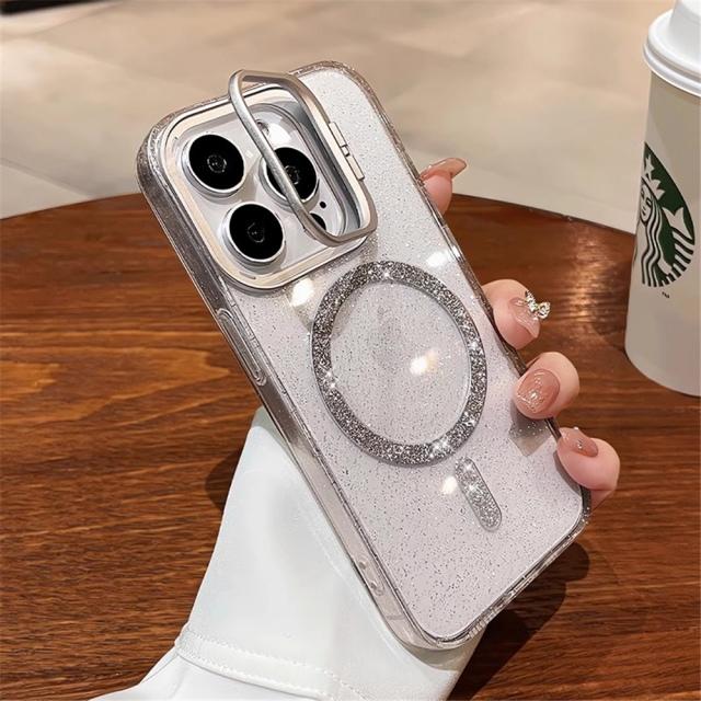 Für iPhone 16 Pro Max Luxus Magsafe Magnetischer Blitz Linsenhalter Ständer Handyhülle Für iPhone 11 12 13 14 15 Plus Schutzhülle For iPhone 16