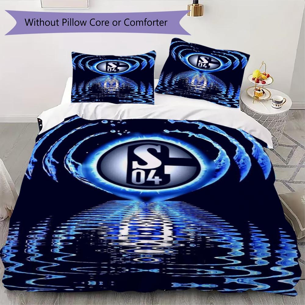 Schalke 04 Muster Bettwäsche Bettbezug Kissenbezug Heimdekoration Geburtstagsgeschenk (1 * Bettbezug + 2 * Kissenbezug ohne Füllung)147 135x200cm blue