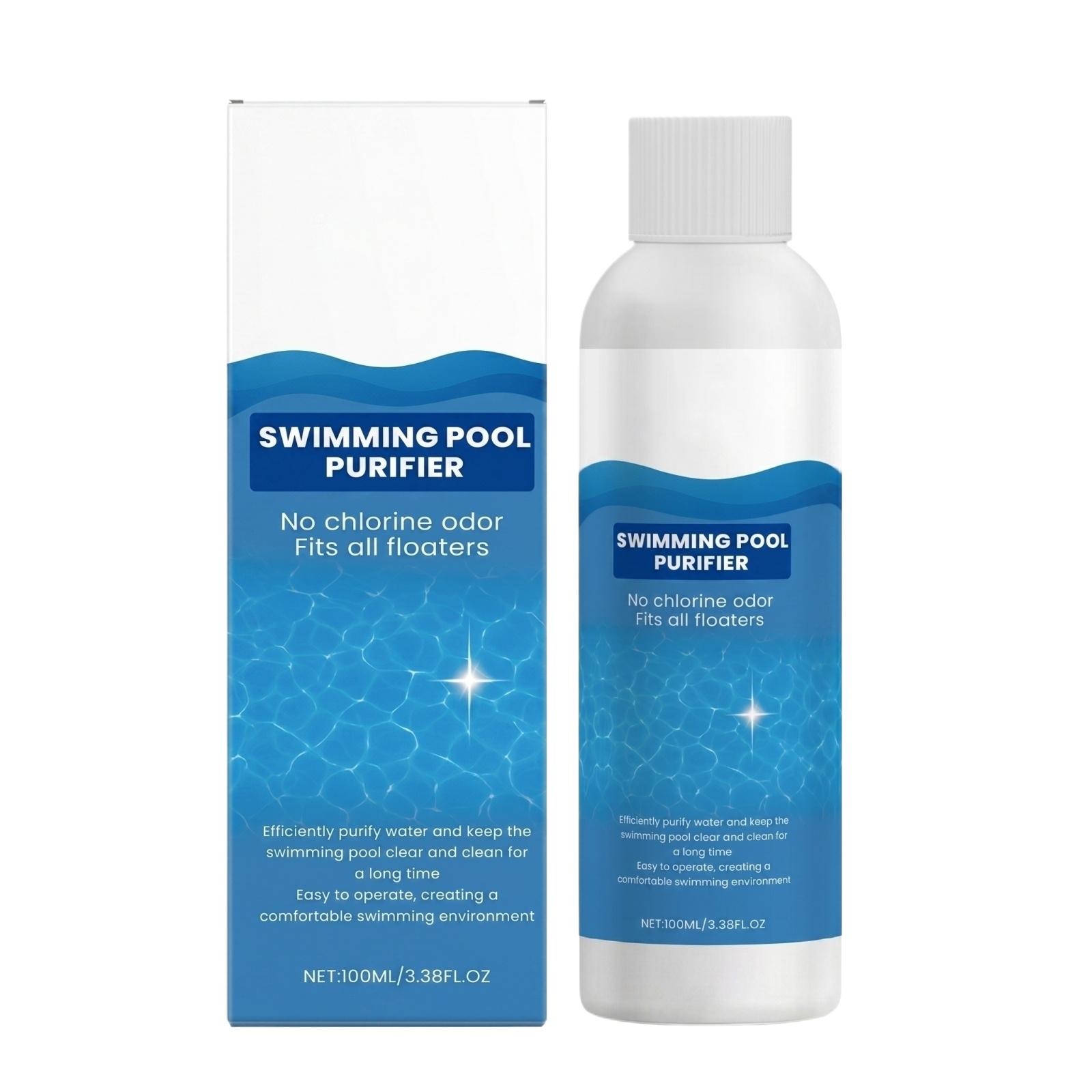 Schwimmbadreiniger 100ml Flüssigkeit zur Wasserklärung und -pflege Kein Chlorgeruch Reinigt Rückstände Schnelllösliche Lösung für Pools One Size white