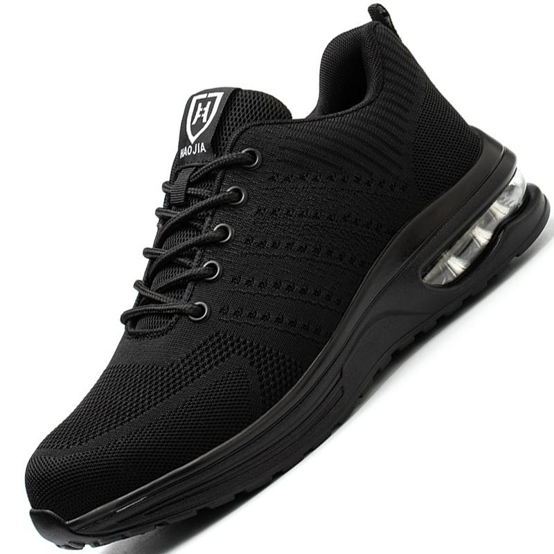 Neue Luftpolster-Sicherheitsschuhe für Herren und Damen, Arbeitssneaker, Stahlkappenschuhe, pannensichere Sport-Arbeitsschuhe für Herren, unzerstörbare Sicherheitsstiefel, Arbeitsschuhe 42 schwarz