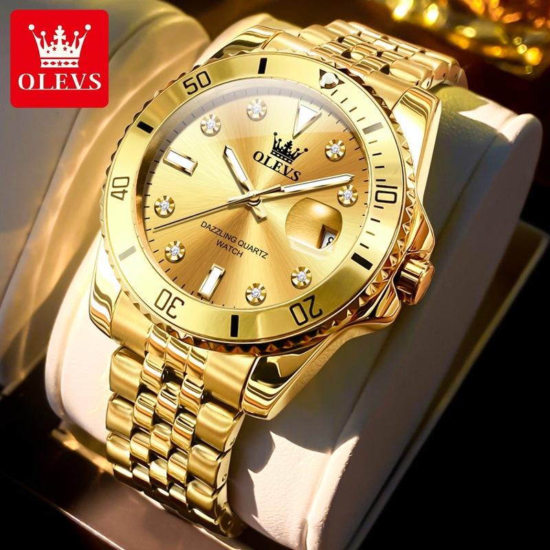 OLEVS Herrenuhr Luxus Original Quarzuhr Trendy Fashion Brand Automatik Datum Wasserdicht Herrenuhr gold
