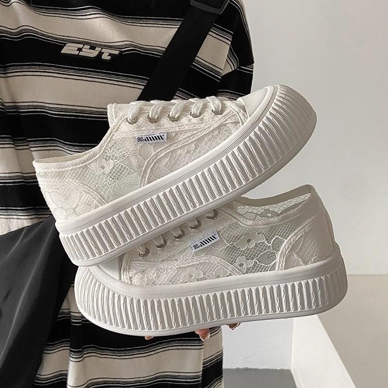 Damen Mesh-Schuhe mit dicker Sohle Frühling und Herbst Neu Vielseitig Studenten Hollow Canvas Schuhe Mesh Atmungsaktive Schuhe 40