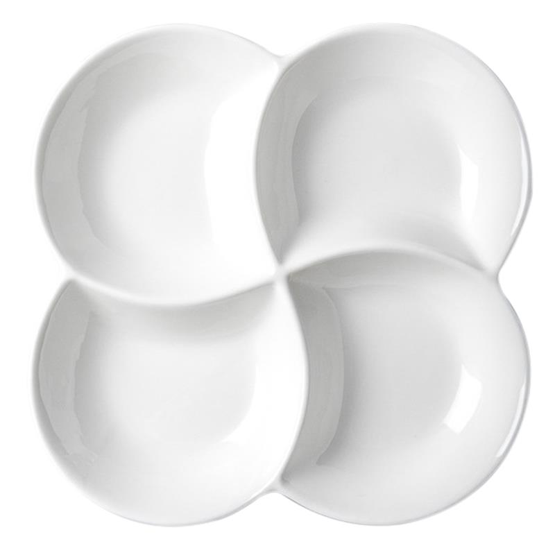 Serviertablett Snack Vorspeise Gericht Obstteller Platte Unterteilt Party Schüssel Melaminfood Dessert Süßigkeiten Teller Tabletts Container 26.6X26.6X3.4CM white