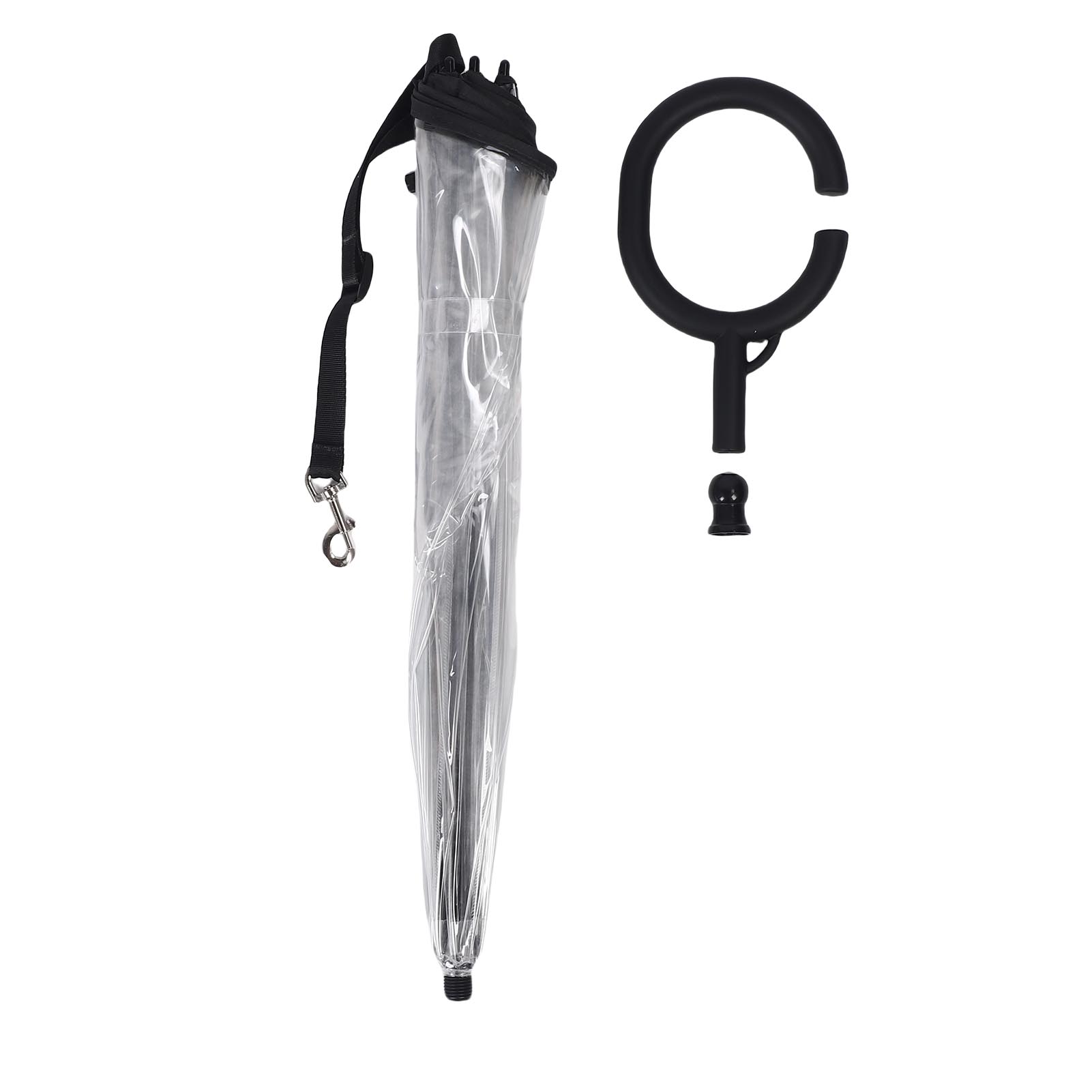 Haustier-Regenschirm mit Leine Transparent C-Form Bequemer Griff 27,56 Zoll Durchmesser Hunde-Regenschirm für