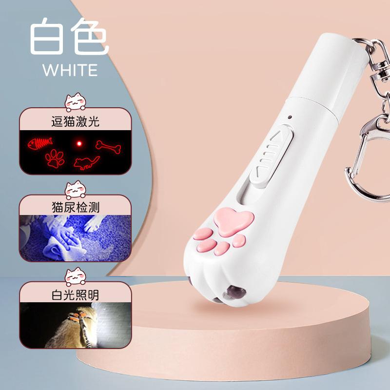 Interaktives Katzenspielzeug für Wohnungskatzen und Hunde, 7 in 1 USB-wiederaufladbares Katzenangelspielzeug zum Jagen und für Bewegung weiß