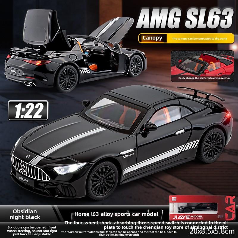 Neu 1:22 Mercedes Benz SL63 Sportwagen, hochsimuliertes Modellauto aus Druckgussmetalllegierung, Sound- und Licht-Pullback-Kollektion, Kinderspielzeug, Jungengeschenk