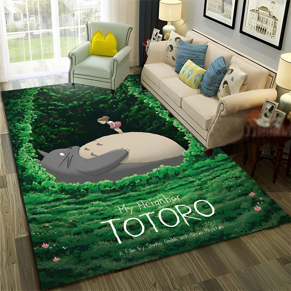 3D Mein Nachbar T-Totoro Anime Cartoon Teppich Teppich für Zuhause Wohnzimmer Schlafzimmer Sofa Fußmatte Dekor, Kinder Bereich Teppich rutschfeste Bodenmatte 100cm x 120cm