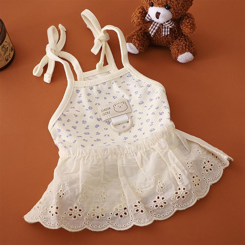 Hund Mesh Blumen Camisole Kleid Haustier Kleidung Teddy Atmungsaktiv Frühling/Sommer Kleidung Welpe Kann Ziehen Blumen Prinzessinnenkleid XXL