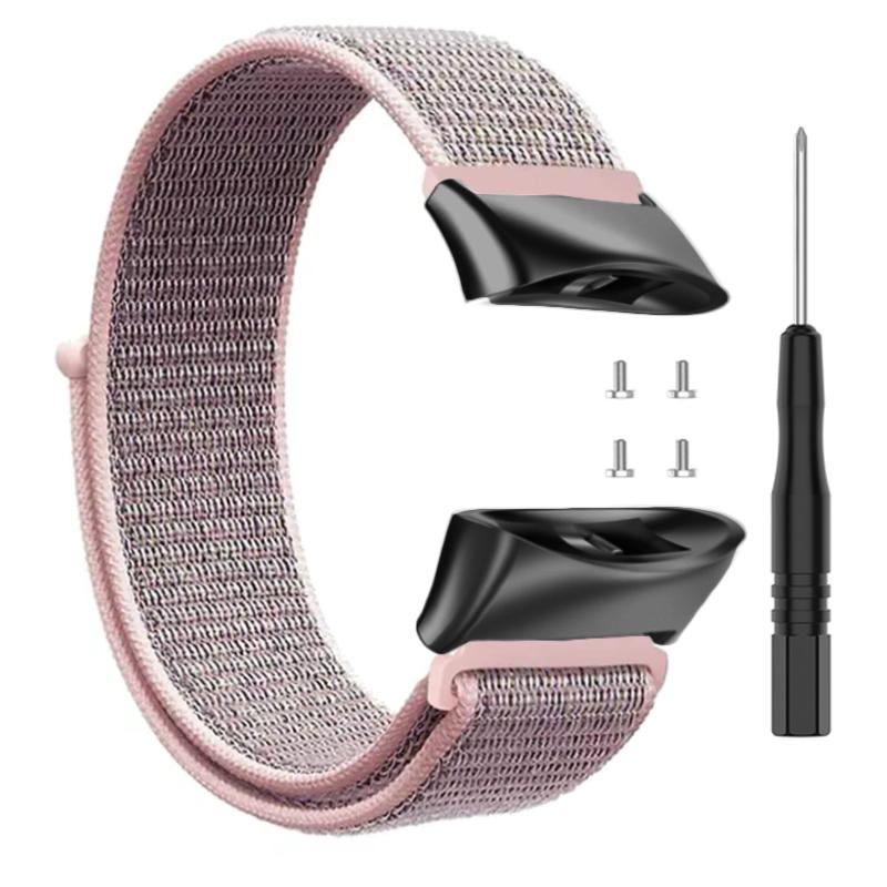 Nylonarmband kompatibel mit Garmin Forerunner 45 45S Uhrenarmband für Garmin Swim 2 Smartwatch Ersatzarmbandzubehör Metallanschlüsse rosa