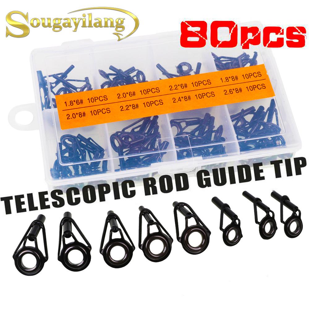 Angelruten-Führungsspitzen-Set, Reparatursatz, DIY-Augenringe, verschiedene Größen, Edelstahlrahmen 80PCS
