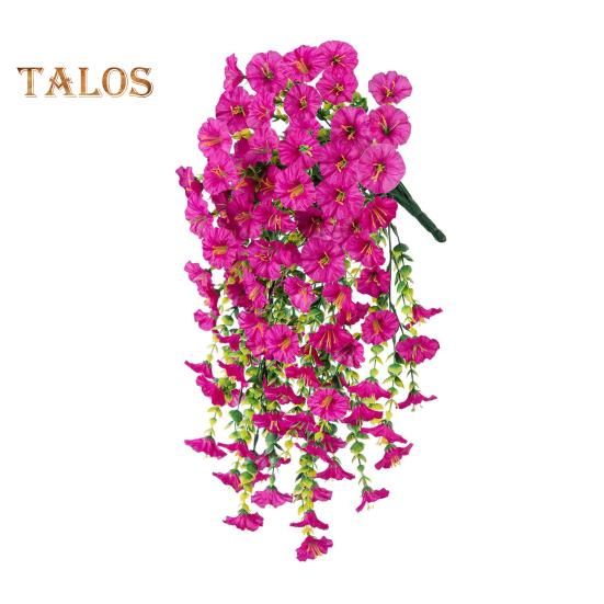 Künstliche Petunien zum Aufhängen, UV-beständig, Kunstpflanzen für den Außenbereich, gefälschte Petunienstreifen, Frühlings- und Sommerdekor für Zuhause, Kaminsims, Tür, Veranda, Terrasse rot