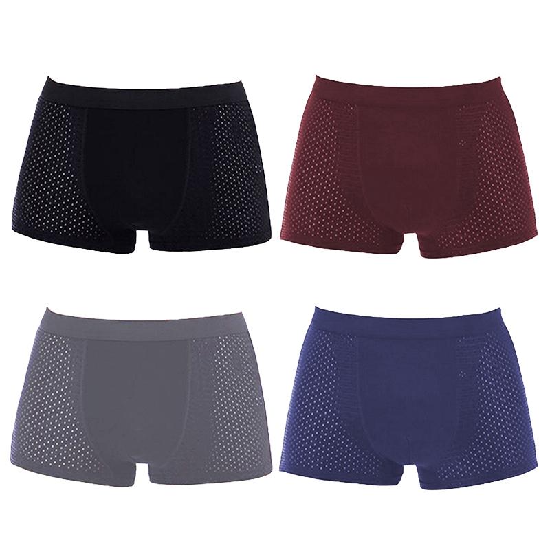 1/4 Stück Herren Unterwäsche Slips Herren Bambus Boxer Briefs Unterhosen Unterwäsche Boxershorts Atmungsaktiv Hombre Loch Sexy Shorts Lingerie Netz Slips 4XL