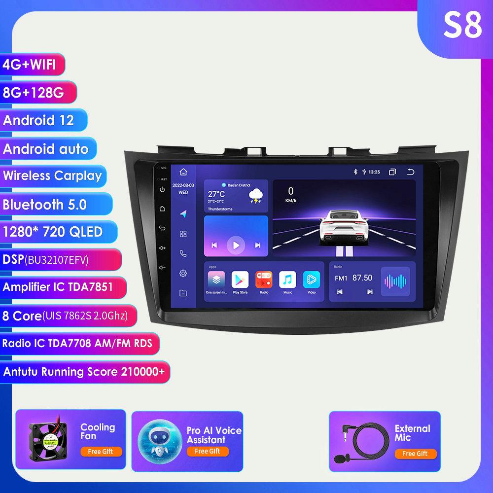 Hizpo 4G + WIFI 9 Android Autoradio Multimedia Stereo-Player für Suzuki Swift 4 2011 - 2015 2Din Carplay DSP Navigation GPS SWC Autoradio Head Unit BT S8 8Core 8G 128G AI