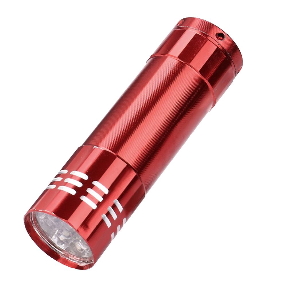 Taschenlampe, Multifunktions-Taschenlampe, 9 LEDs, Taschenlampe, tragbar, Aluminium, Mini rot