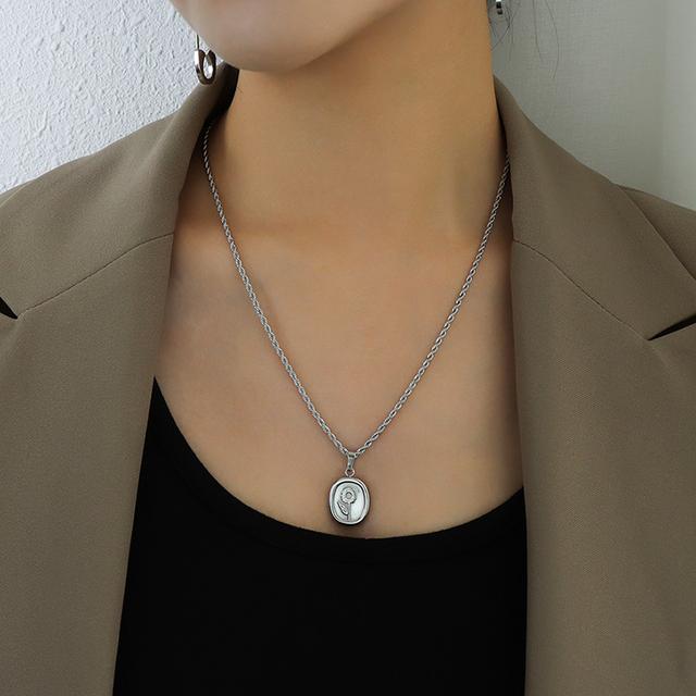 Cinsy Store Halskette für Frauen Edelstahl Halskette Colar Choker Initial Halskette Chic Schmuck Gold Rose Halskette für Frauen 42cm