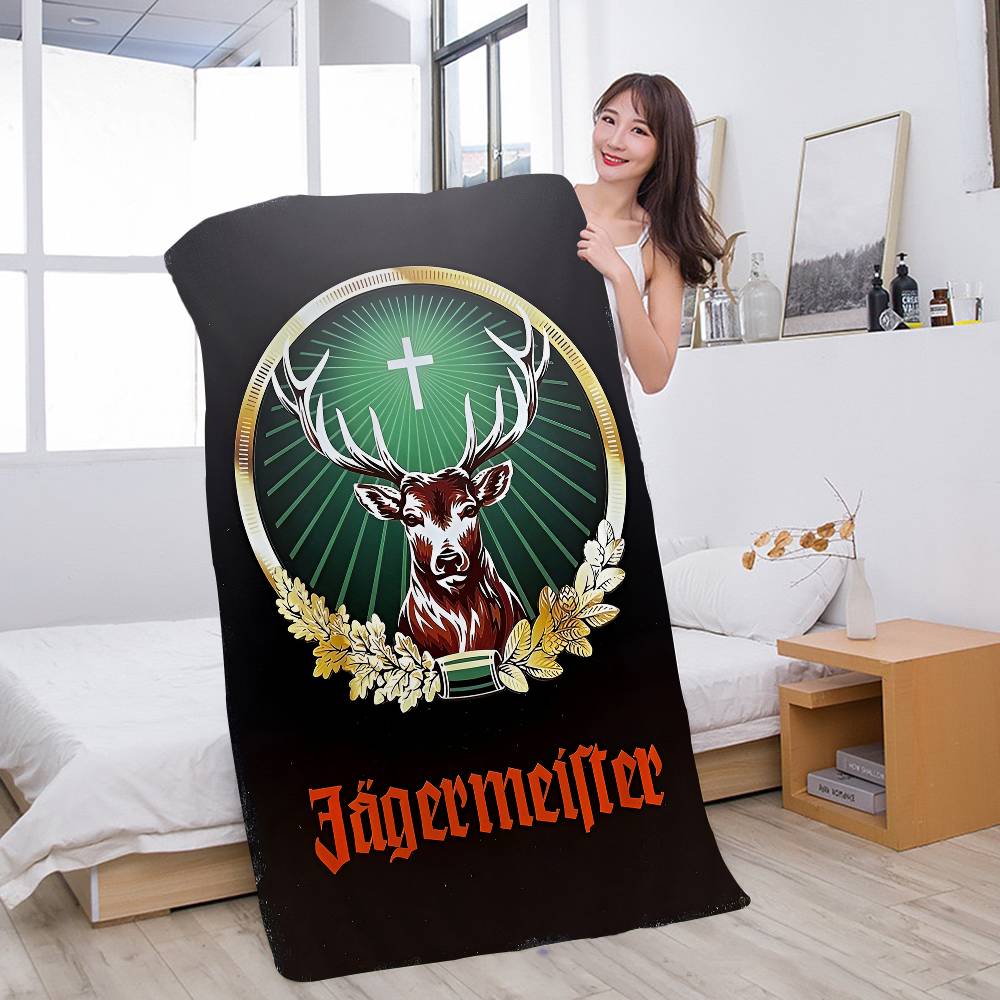 Klassisches Jagermeister Blechschild Bar Pub Mikrofaserdecke Schnell trocknende Strandtücher Übergroße Super saugfähige Pooltuchdecke W76*H152(CM)