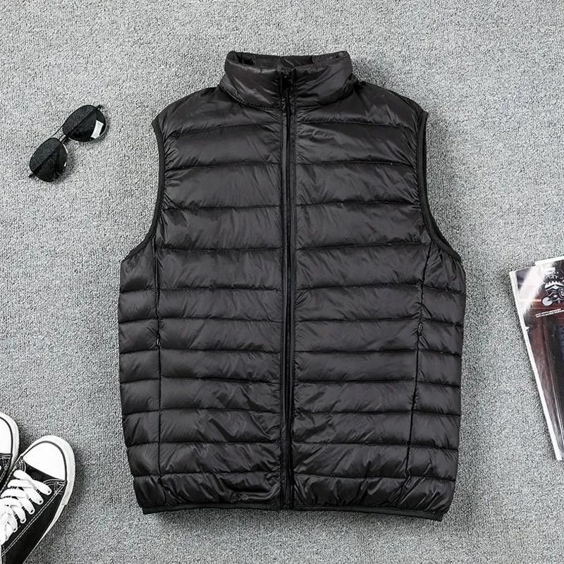Mantel Ultraleichte ärmellose Pufferweste Jacke Ultradünne warme leichte Daunenjacke Weste Winter Herren Entendaunenweste Mäntel XXXXXL schwarz