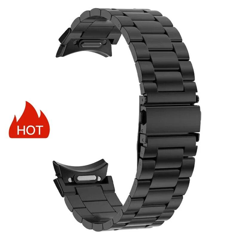 Metallarmband für Samsung Galaxy Watch 6 5 4 40 mm 44 mm Armband One-Click-Befestigung für Galaxy Watch 6 Classic 43 mm 47 mm Band Watch 6 Classic 47mm schwarz