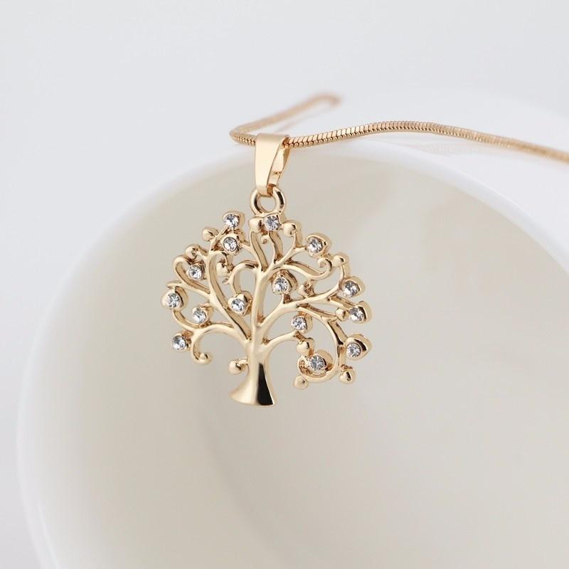 1 Stück „Baum des Lebens“-Familien-Anhänger-Halskette, Geburtsstein-Geschenke für Geburtstag, Hochzeit, Gold/Roségold gold
