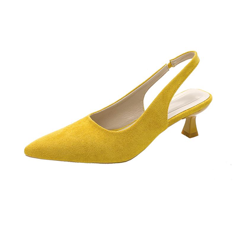 Mode 2025 Mode Slingbacks Damen High Heels Spitzschuh Dünne Absätze Slipper Pumps für Klassiker Flache Alltagskleider Sandalen Zapatos 41 gelb