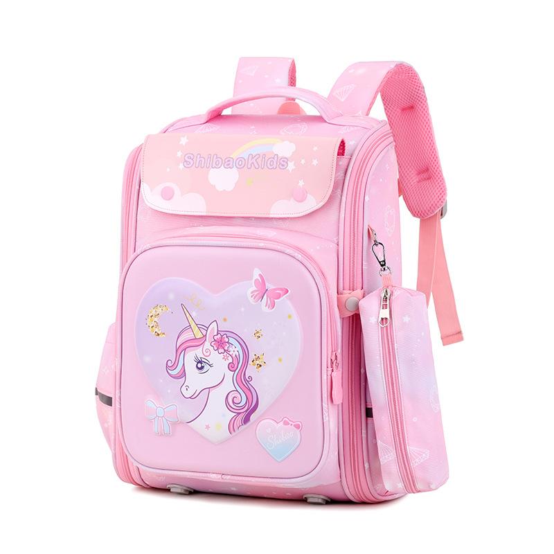 Cartoon Belüftete Kinder Schultaschen Grundschuljungen und Mädchen Jungen Rucksäcke pink