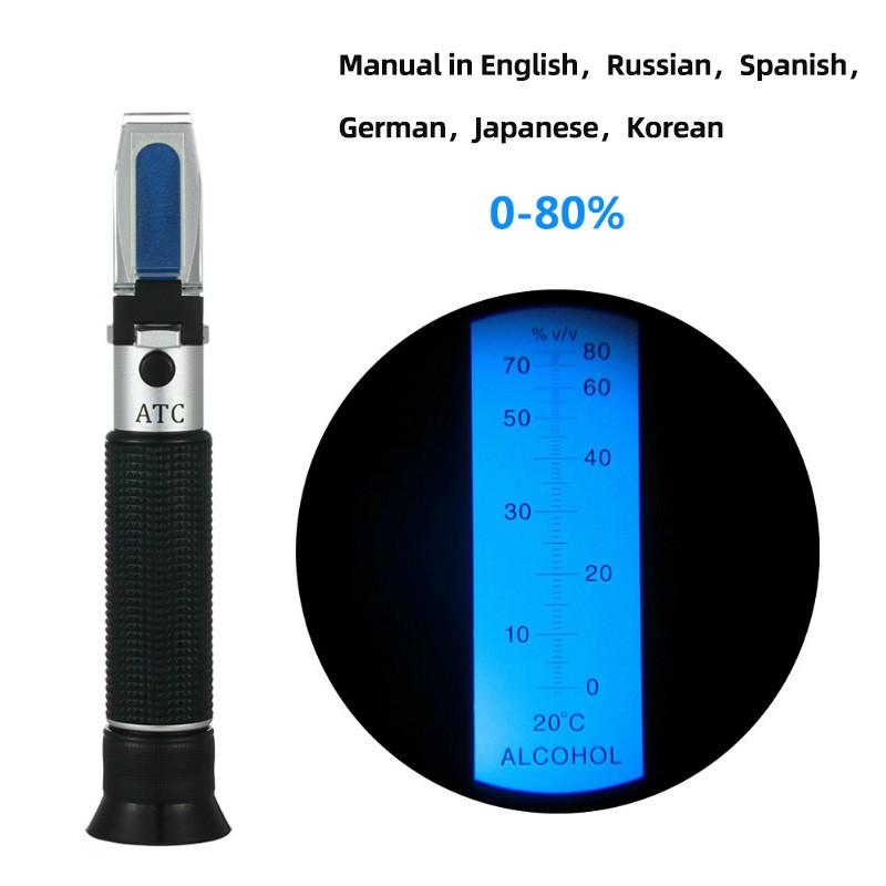 Handheld 0-80% Alkohol Refraktometer für Spirituosen Haushalts Schnaps Brauen Refraktometer Alkohol Konzentration Detektor schwarz
