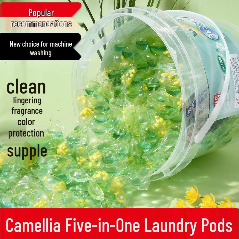 Camellia 5-in-1 Waschmittel-Pods: Langanhaltender Duft, Macht weich & schützt, Konzentriertes Waschmittel Bucket with 100 Camellia Pods