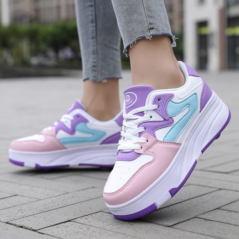 Kinder Laufschuhe Vierrädrige Studenten Deformierte Rollschuhe Jungen Rollschuhe Mädchen Rollschuhe Modischer Neuer Stil 42