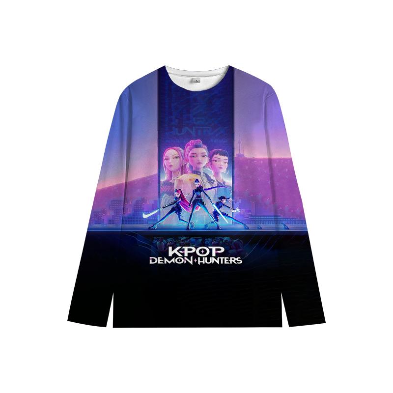 KPop Dämonenjäger Langärmel Huntrix Girl Saja Jungen Kinder Baby Rundhals-Sweatshirt Zoey Rumi Mira Allround-Kinderkleidung 140 braun