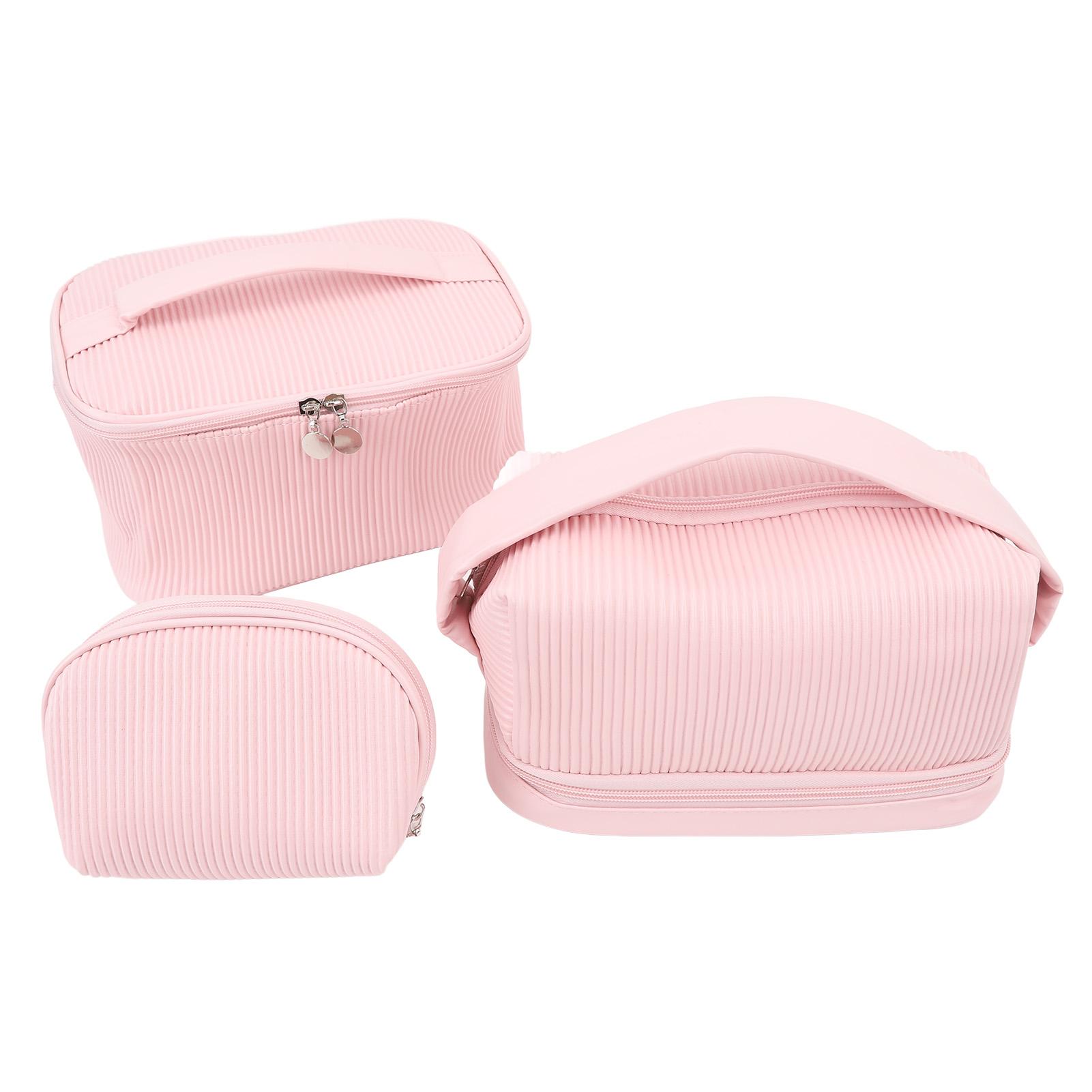 3-teiliges Set Reise-Make-up-Tasche Große Kapazität PU Knitterfest Wasserdicht Tragbar Reise-Kosmetiktasche