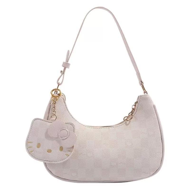 Cartoon Hello Kitty Umhängetasche für Damen aus PU-Material mit süßem Aufdruck für den täglichen Gebrauch
