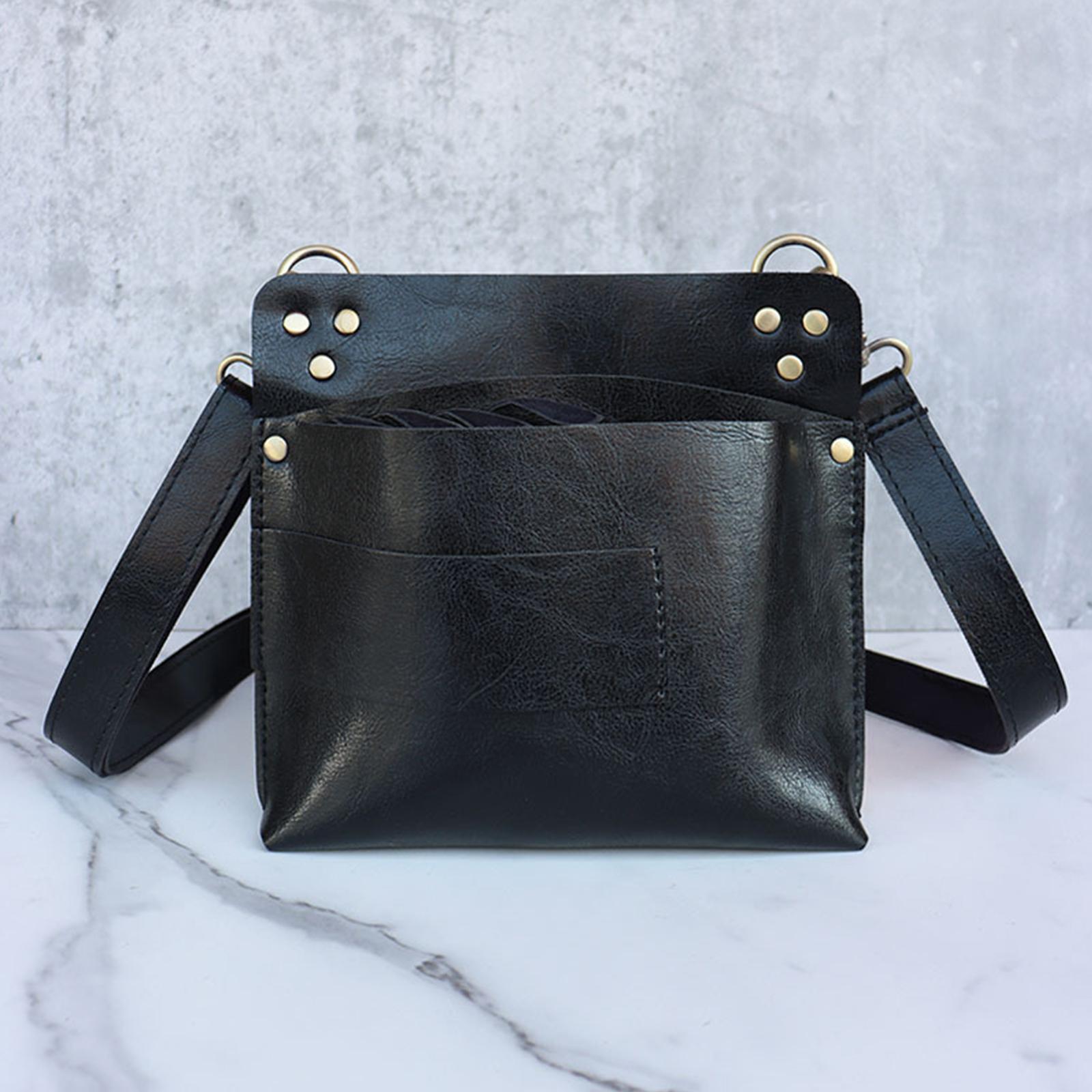 Friseur-Scheren-Tasche, Friseur-Hüfttasche, Scherenhalter-Tasche mit 7 Fächern, PU-Leder-Werkzeugtasche für Scheren schwarz