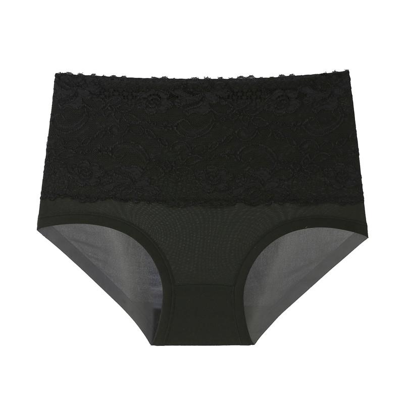 Plus-Größen 6XL, hohe Taille, Damenhöschen, Spitze, Damen-Unterwäsche, große Größe, einfarbig, hohe Taille, Dreieckshose, Unterwäsche, Slips 3XL schwarz