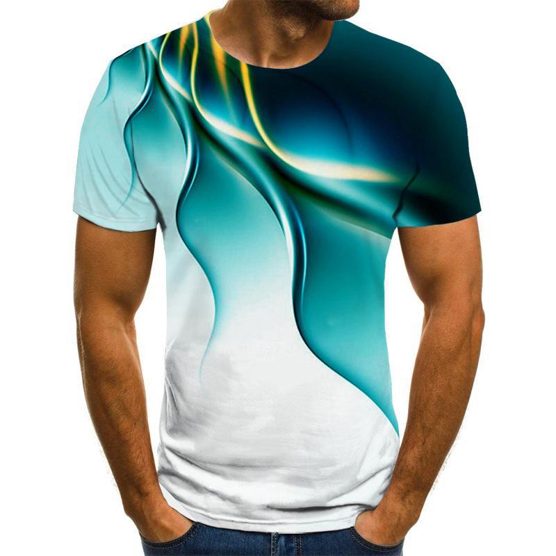 Bedruckte Herren-T-Shirts mit 3D-Spaß, trendige Blitz-Grafik, kurzärmelige Oberteile, lässige Sommer-T-Shirts für Herren, Übergröße S-6XL 5XL grün