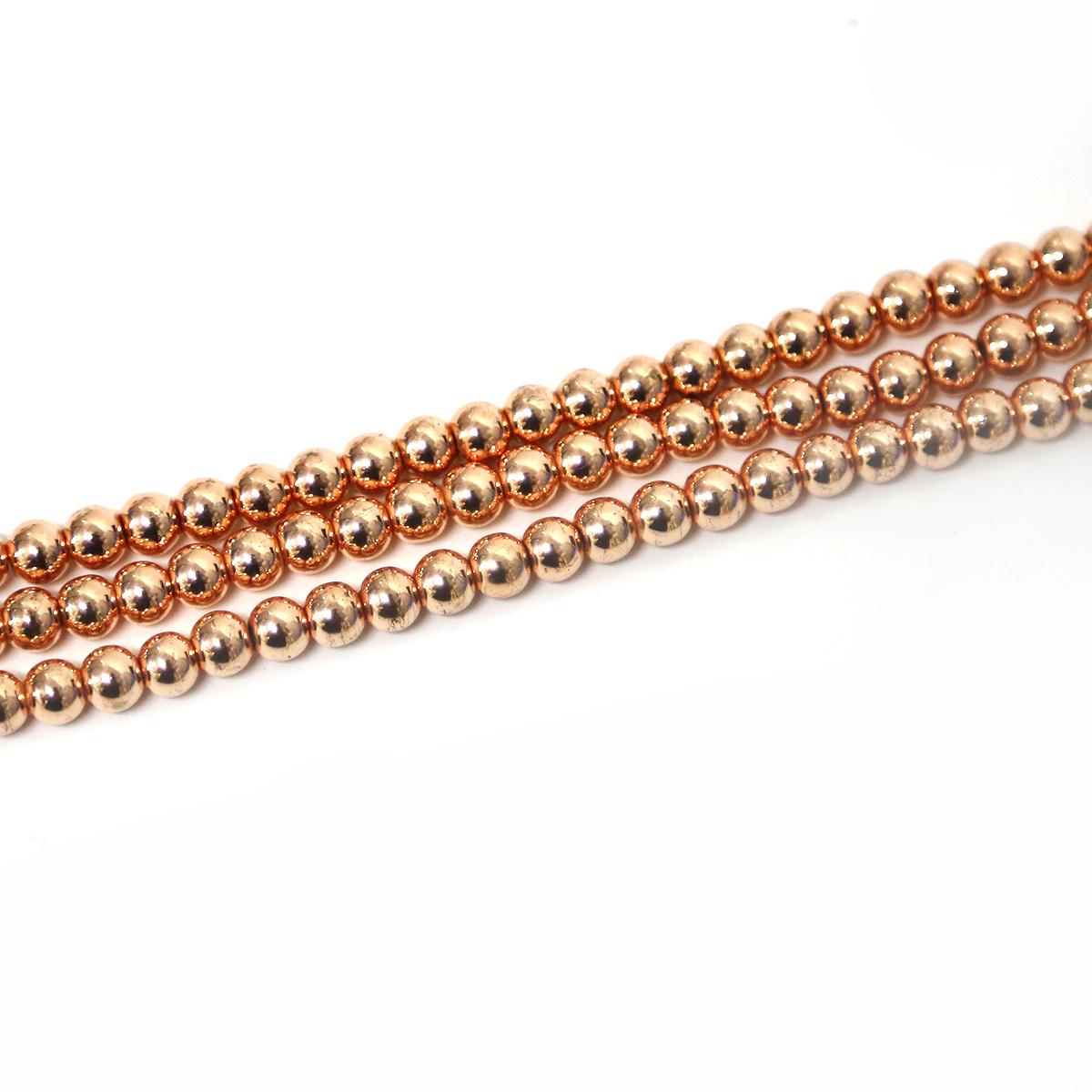 Hämatit Perlen Naturstein Lose Perlen für Schmuckherstellung Kugelarmbänder DIY Zubehör 6mm 65pcs rose gold