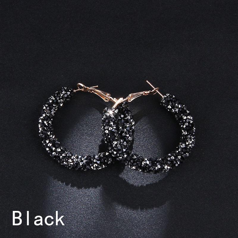 Mode Einzigartige Shinys Creolen Glitzer Große Runde Geometrische Frauen Charme Party Schmuck Geschenke schwarz