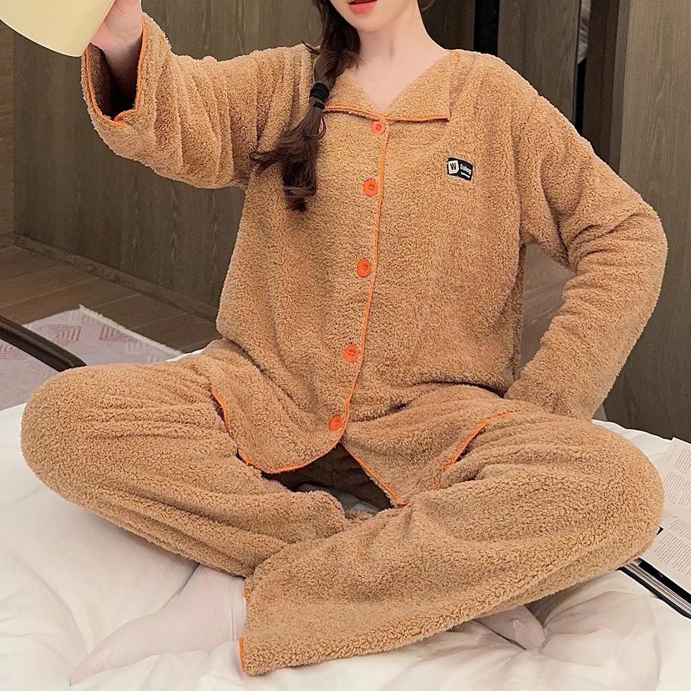 Übergröße Damen Pyjama Samt Damen Winter Warmer Pyjama Nachthemd Nachtwäsche Weiblich Warmer Pyjama Pijama Feminino Loungewear 6XL