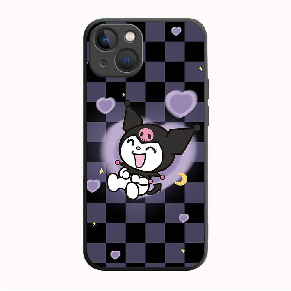 B-45 Kuromi Schwarze Hülle für Samsung S24 S23 S22 S21 S20 FE S10 Lite Ultra S7 S8 S9 Plus A05S A11 A12 A13 A15 A22 A24 A25 A32 A52 A71 5G Samsung A41 himmelblau