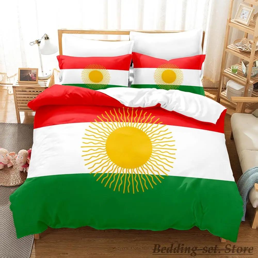 Kurdistan Flagge Bettwäsche Set Einzel Twin Voll Königin King Size Bett Set Erwachsene Kind Schlafzimmer Duvetcover Sets parure de lit Bett EU Single 135x200cm