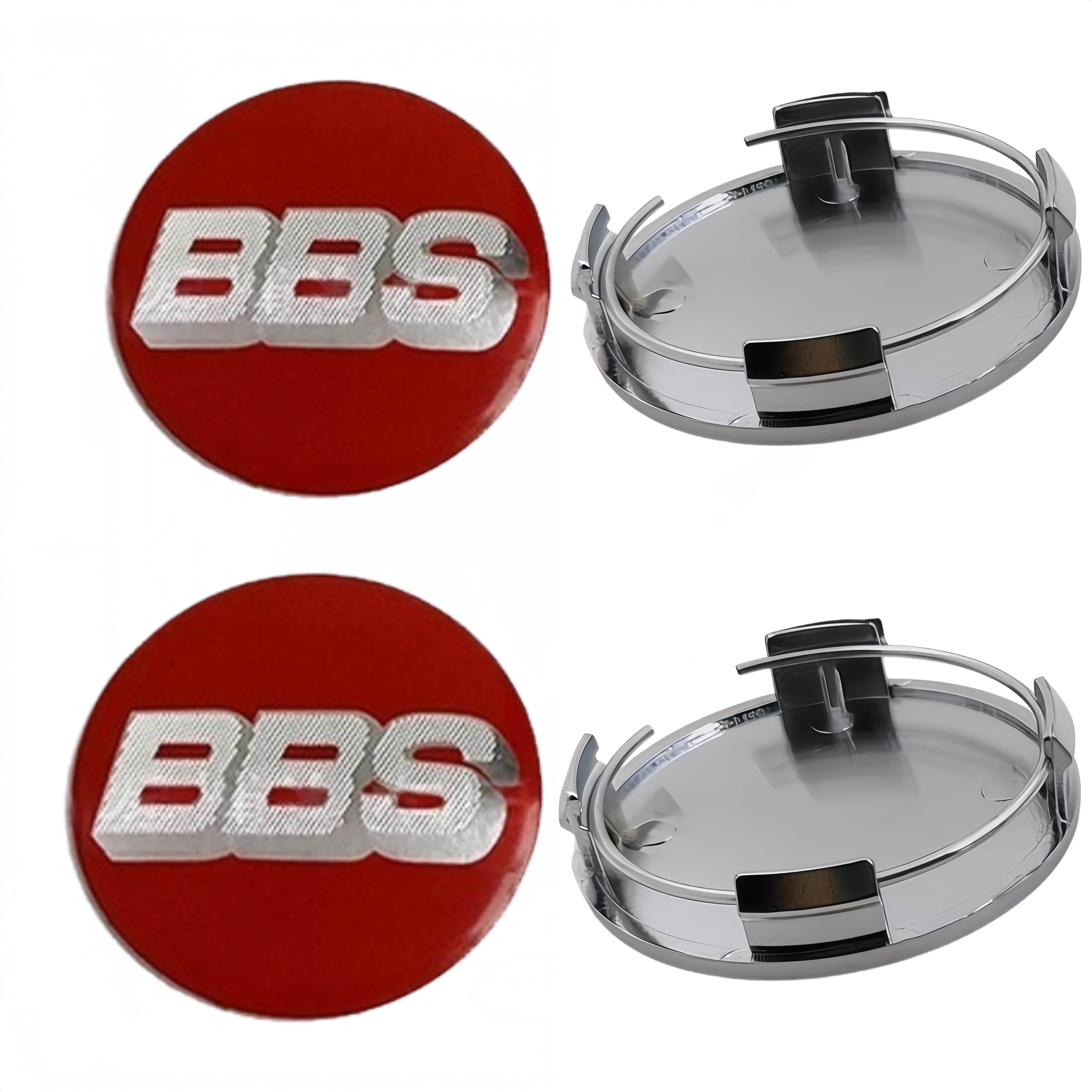 4 Stück 65mm BBS Logo Emblem Plakette Auto Radnabendeckel Räder Radkappen Auto Nabenfelgenabdeckung Ersatz Auto Zubehör Red Silver silber