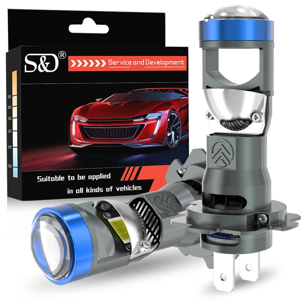 2 Stück H7 LED-Projektorlinsen-Scheinwerferlampen 1:1 LED-Projektor, kabelloses Mini-Objektiv, 20000 lm, 50 W, Auto-Plug & Play, Turbo-Lampe, 6000 K, Weiß, LHD H7 white
