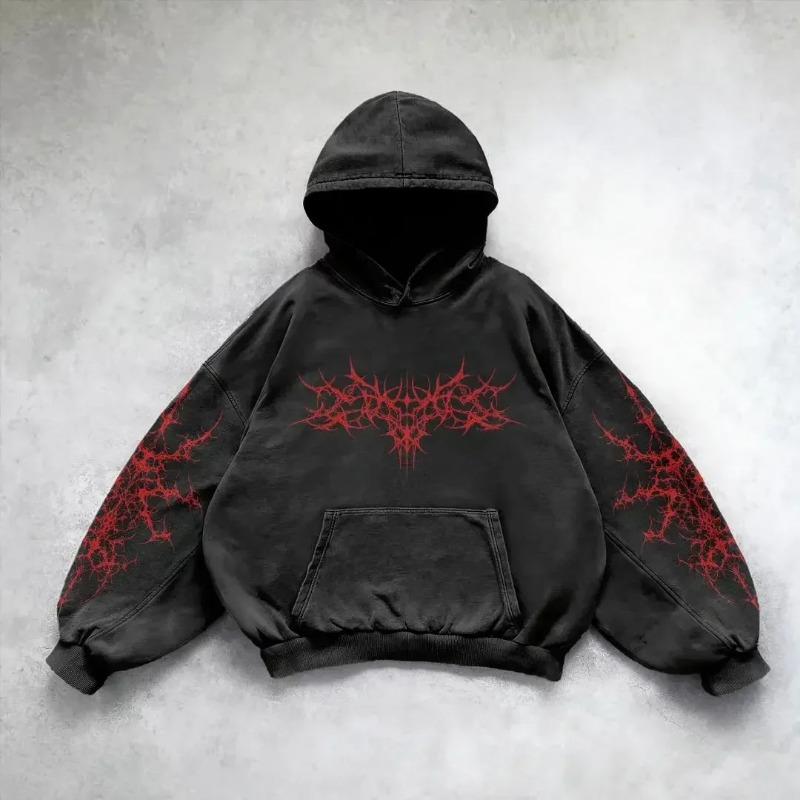 Vintage Engelsflügel Print Kapuzenpullover Mode Herren Übergröße Langarm Pullover Freizeit Damen Kapuzenpullover Sweatshirt Kleidung L