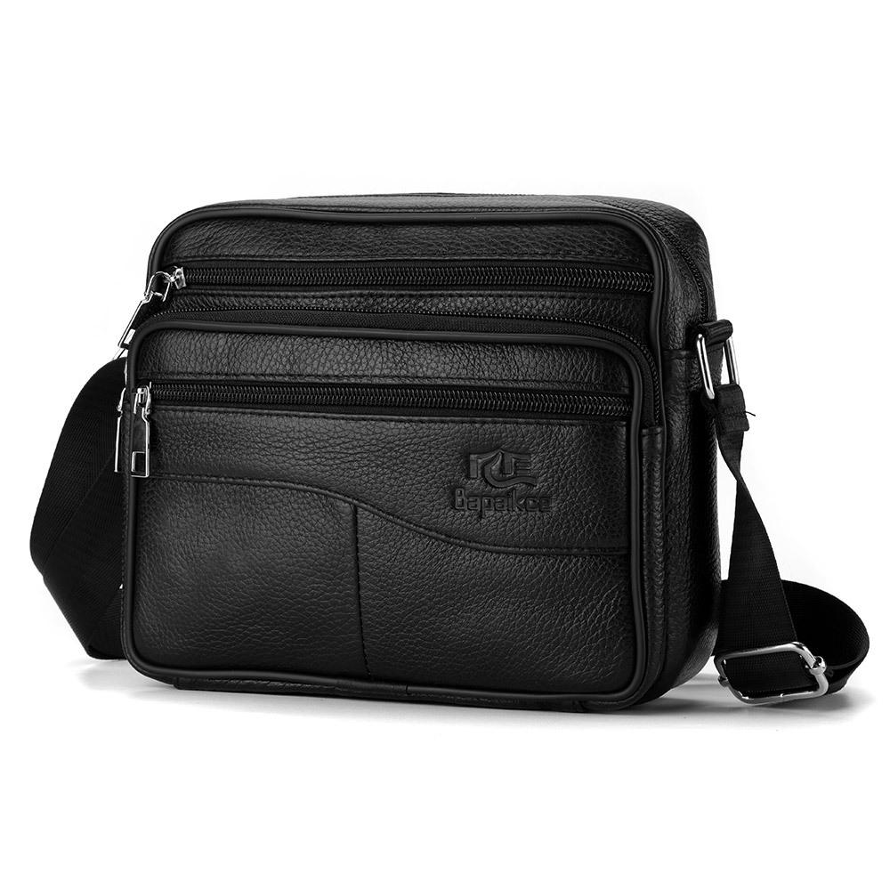 Heißer Verkauf Mode Männer Messenger Bags Aus Echtem Leder Handtaschen für Mann Luxus Marke Männlichen Flap Satchel Umhängetasche Umhängetasche schwarz